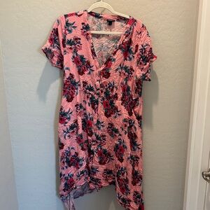 Torrid Pink Floral Asymmetrical Dress